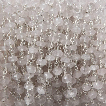 4-4.5mm Crystal Quartz rondelle Silver plated Chain by the foot 38 pieces (ONLINE ORDER ONLY)