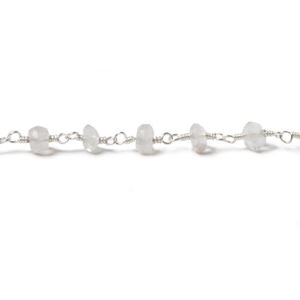 4-4.5mm Crystal Quartz rondelle Silver plated Chain by the foot 38 pieces (ONLINE ORDER ONLY)