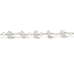 4-4.5mm Crystal Quartz rondelle Silver plated Chain by the foot 38 pieces (ONLINE ORDER ONLY)