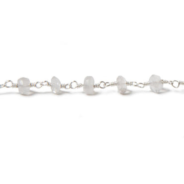 4-4.5mm Crystal Quartz rondelle Silver plated Chain by the foot 38 pieces (ONLINE ORDER ONLY)