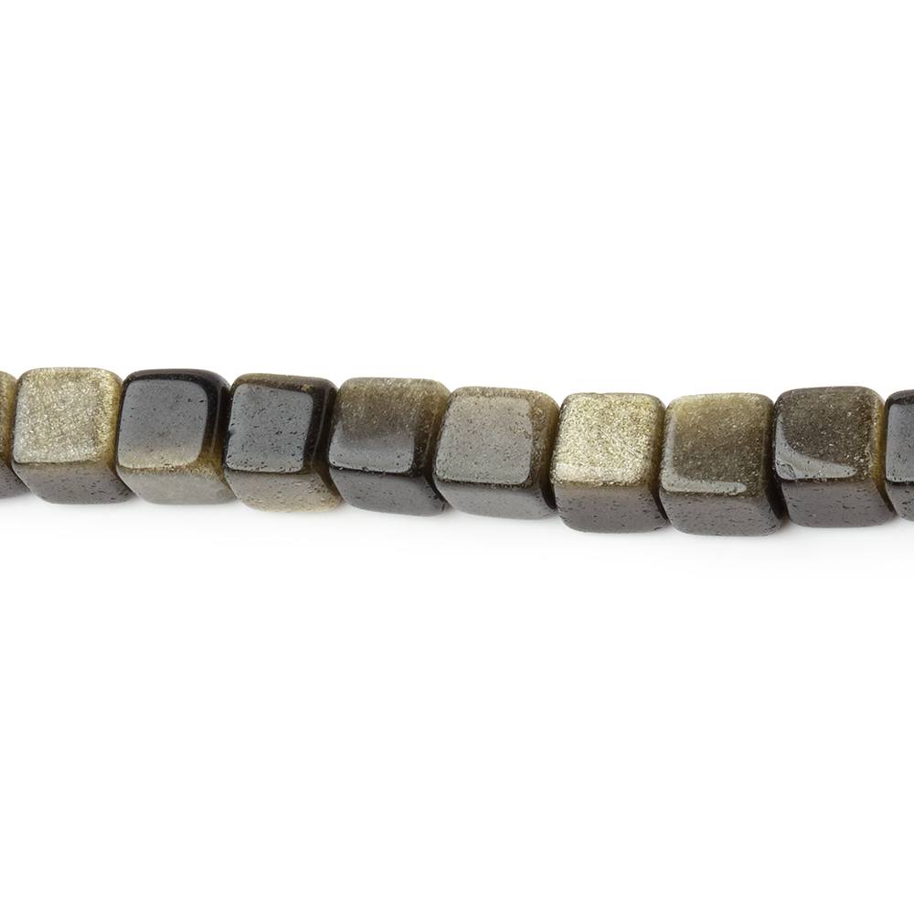4-4.5mm Golden Sheen Obsidian Plain Cube Beads 13.75 inch 80 pieces (ONLINE ORDER ONLY)