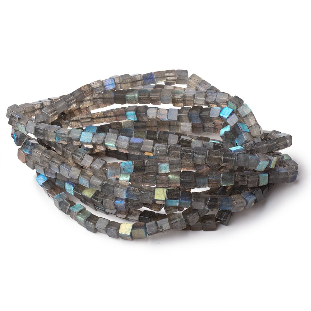 4-4.5mm Labradorite Plain Cube Beads 16 inch 93 pieces (ONLINE ORDER ONLY)