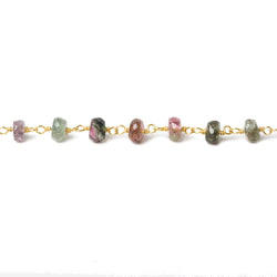 4-5.5mm Multi Color Tourmaline faceted rondelle Vermeil Chain by the foot 35 beads (ONLINE ORDER ONLY)