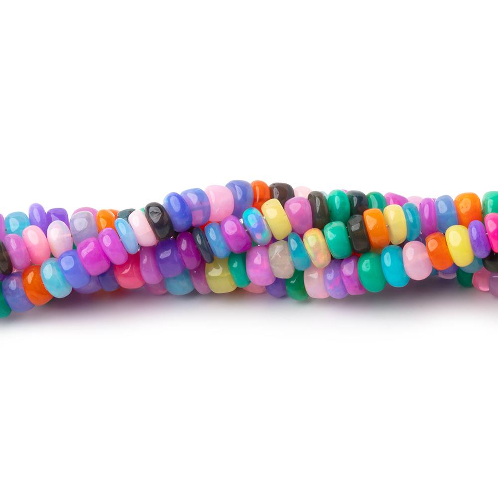 4-4.5mm Neon Multi Color Ethiopian Opal Plain Rondelle Beads 16 inch 166 pieces (ONLINE ORDER ONLY)