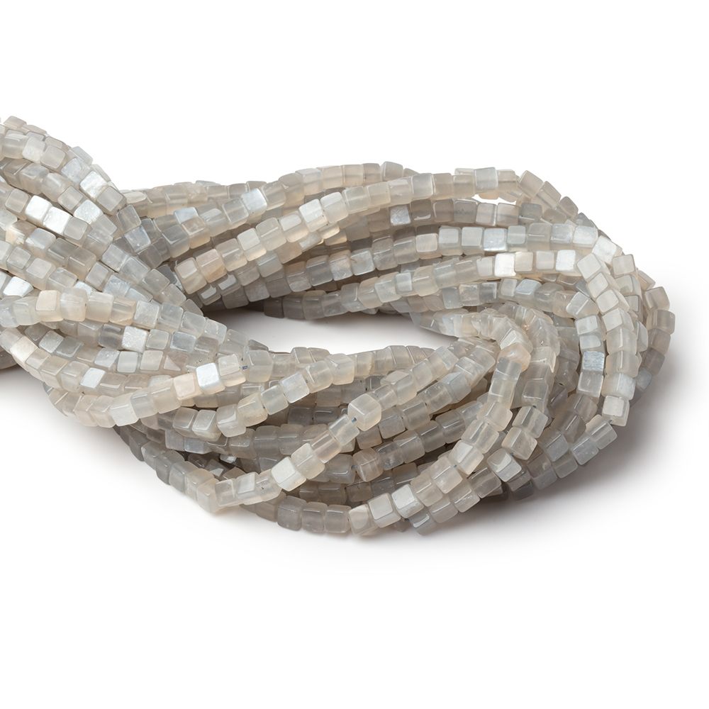 4-4.5mm Platinum Moonstone Plain Cube Beads 14 inch 84 pieces (ONLINE ORDER ONLY)