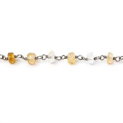 4-4.5mm Shaded Citrine Faceted Rondelle on Black Gold over .925 Silver Chain (ONLINE ORDER ONLY)