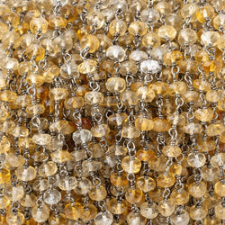 4-4.5mm Shaded Citrine Faceted Rondelle on Black Gold over .925 Silver Chain (ONLINE ORDER ONLY)