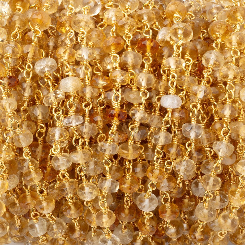 4-4.5mm Shaded Citrine Faceted Rondelle on Vermeil Chain (ONLINE ORDER ONLY)