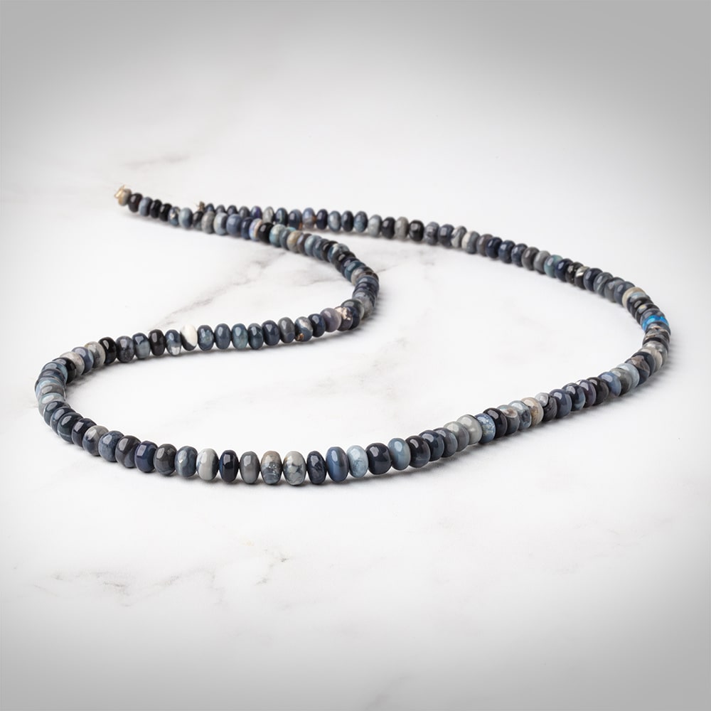 4-5.5 mm Blue Grey Australian Opal Plain Rondelles 18 inch 148 beads A (ONLINE ORDER ONLY)