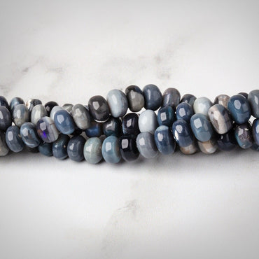4-5.5 mm Blue Grey Australian Opal Plain Rondelles 18 inch 148 beads A (ONLINE ORDER ONLY)