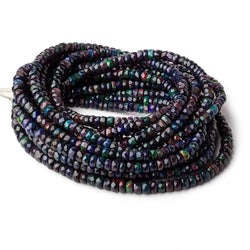 4-5.5mm Ethiopian Wollo Black Opal faceted rondelles 145 beads 16 inch AA (ONLINE ORDER ONLY)