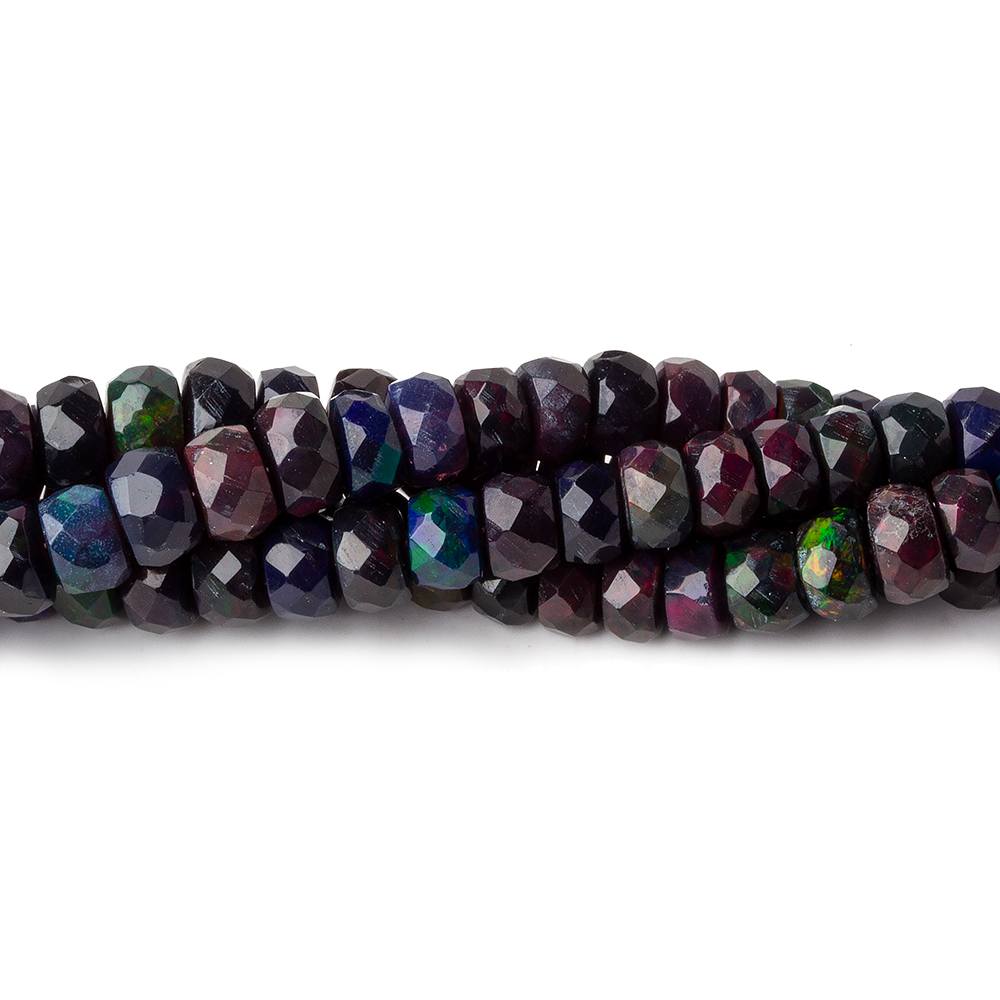 4-5.5mm Ethiopian Wollo Black Opal faceted rondelles 145 beads 16 inch AA (ONLINE ORDER ONLY)