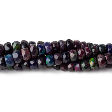 4-5.5mm Ethiopian Wollo Black Opal faceted rondelles 145 beads 16 inch AA (ONLINE ORDER ONLY)