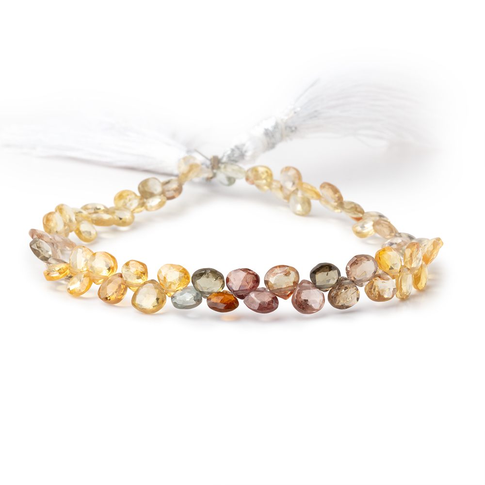 4-5.5mm Multi Color Zircon Faceted Heart Briolettes 8 inch 66 Beads AA (ONLINE ORDER ONLY)