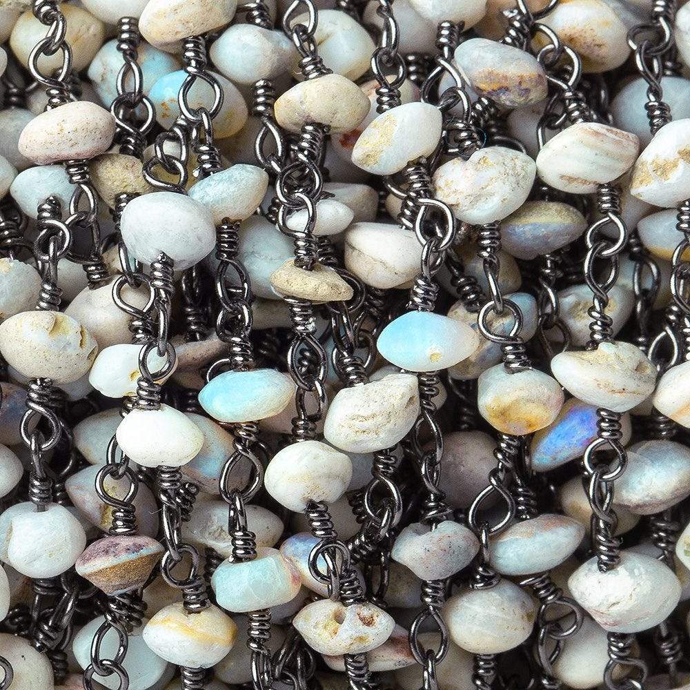 4-5mm Australian Opal plain rondelle Black Gold plated Chain by the foot 32 pieces (ONLINE ORDER ONLY)