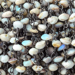 4-5mm Australian Opal plain rondelle Black Gold plated Chain by the foot 32 pieces (ONLINE ORDER ONLY)