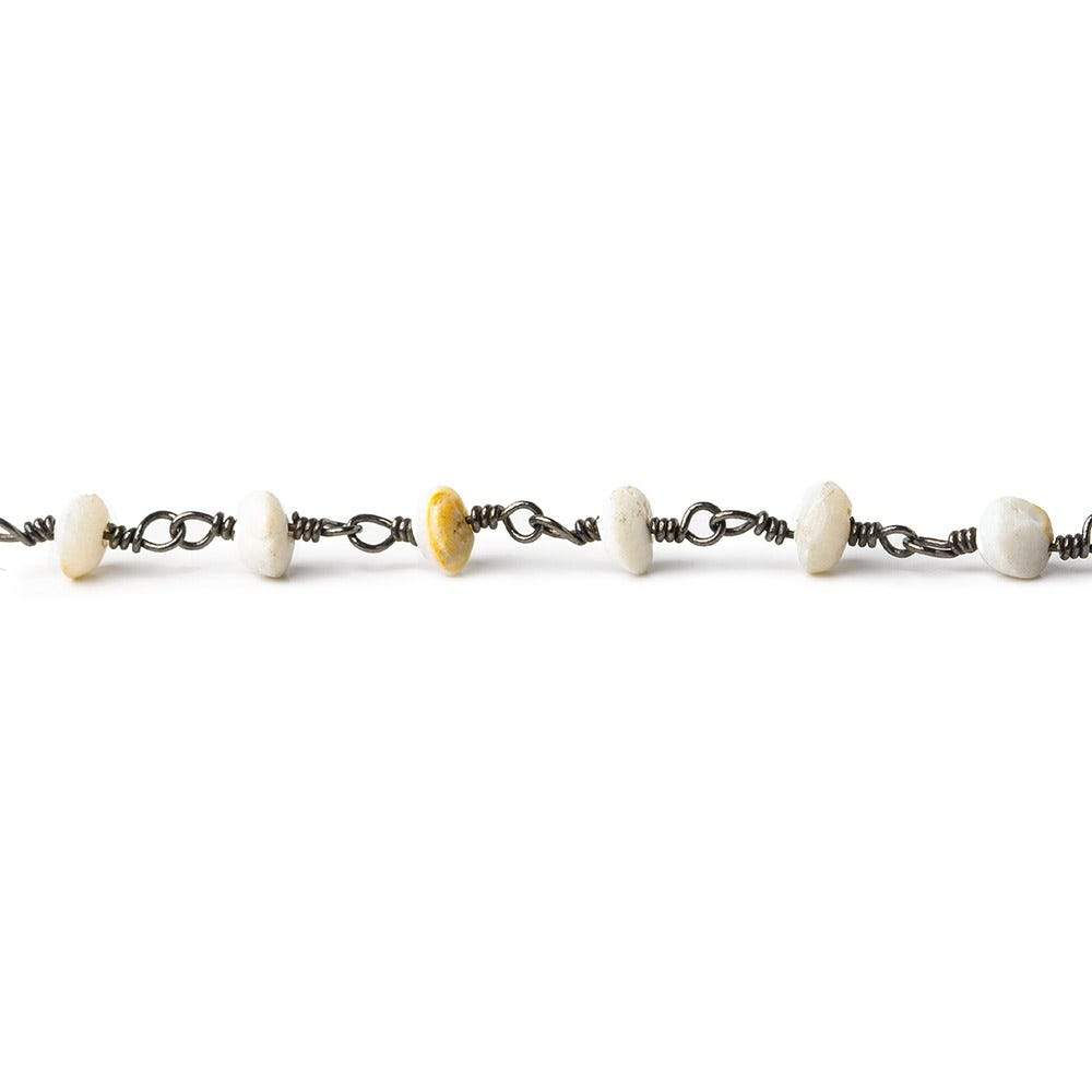 4-5mm Australian Opal plain rondelle Black Gold plated Chain by the foot 32 pieces (ONLINE ORDER ONLY)