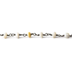 4-5mm Australian Opal plain rondelle Black Gold plated Chain by the foot 32 pieces (ONLINE ORDER ONLY)