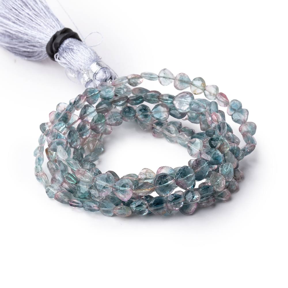 4-5mm Bi-Color Indicolite Tourmaline Faceted Heart Beads 16 inch 92 pieces (ONLINE ORDER ONLY)