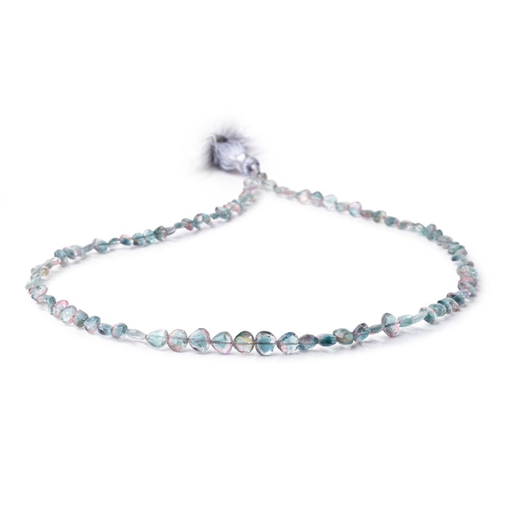 4-5mm Bi-Color Indicolite Tourmaline Faceted Heart Beads 16 inch 92 pieces (ONLINE ORDER ONLY)