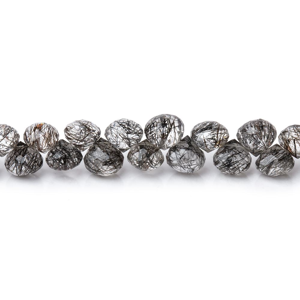 4-5mm Black Tourmalinated Quartz Faceted Candy Kiss Beads 9 inch 76 pieces AA (ONLINE ORDER ONLY)
