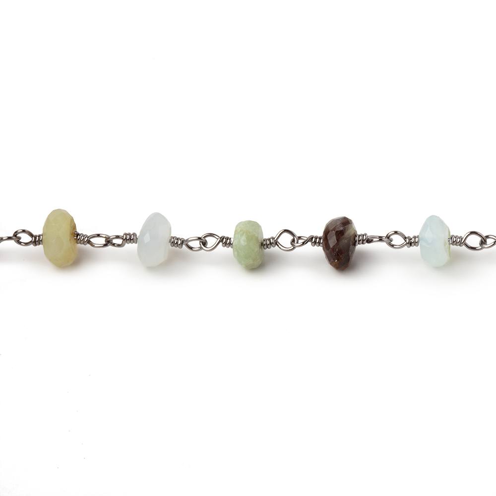 4-5mm Blue Peruvian Opal Faceted Rondelles on Black Gold Plated Chain (ONLINE ORDER ONLY)