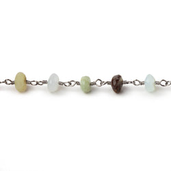 4-5mm Blue Peruvian Opal Faceted Rondelles on Black Gold Plated Chain (ONLINE ORDER ONLY)