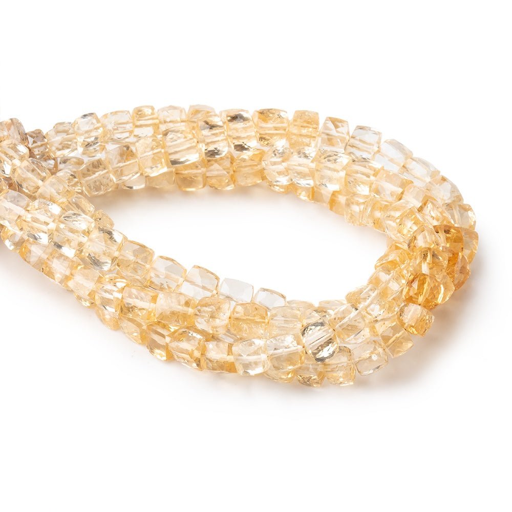 4-5mm Citrine Faceted Cube Beads 7.5 inch 38 pieces (ONLINE ORDER ONLY)