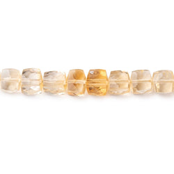 4-5mm Citrine Faceted Cube Beads 7.5 inch 38 pieces (ONLINE ORDER ONLY)