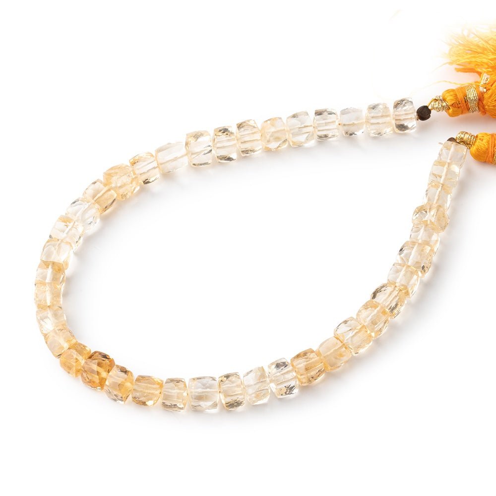 4-5mm Citrine Faceted Cube Beads 7.5 inch 38 pieces (ONLINE ORDER ONLY)