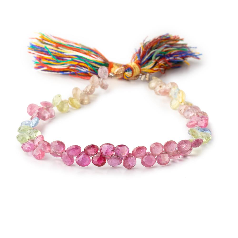 4-5mm Fancy Sapphire and Ruby Faceted Heart Beads 8 inch 74 pieces (ONLINE ORDER ONLY)