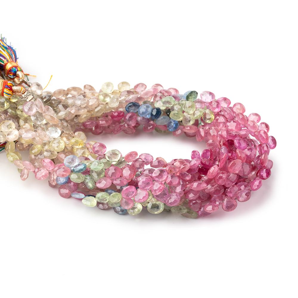 4-5mm Fancy Sapphire and Ruby Faceted Heart Beads 8 inch 74 pieces (ONLINE ORDER ONLY)