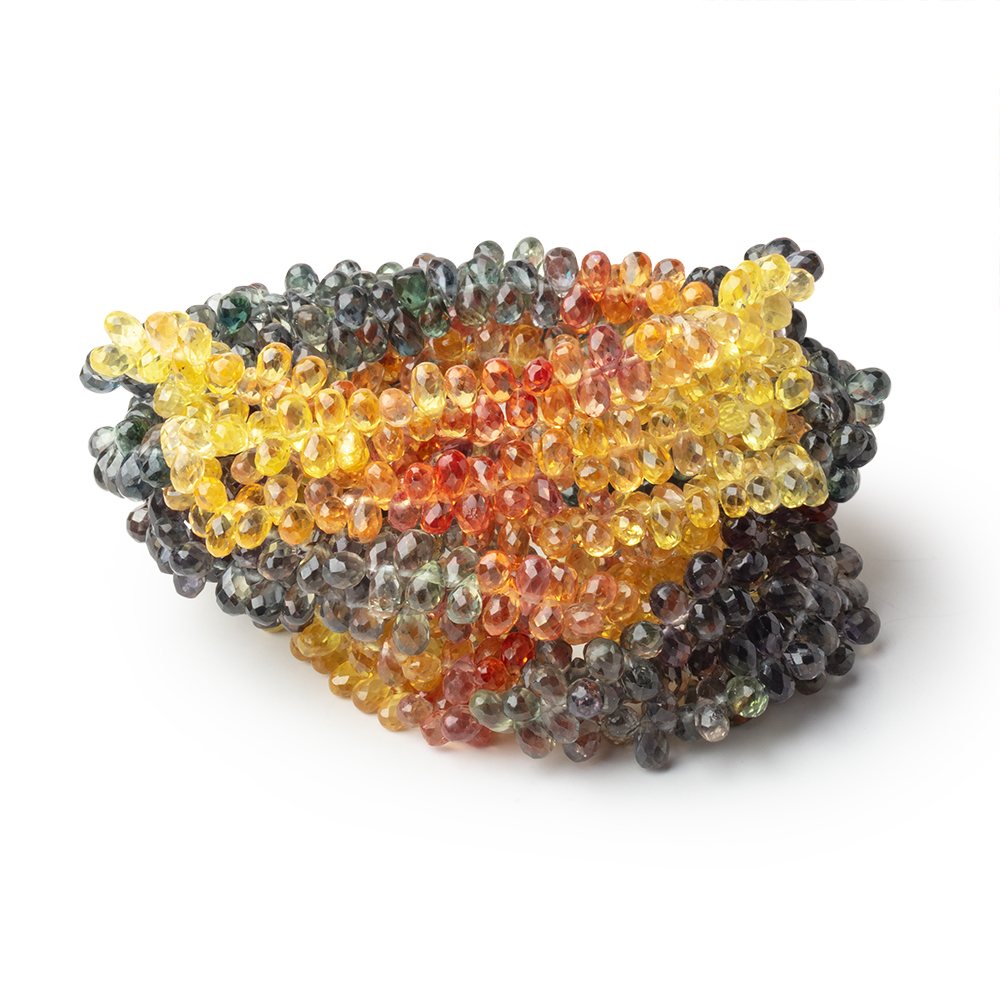 4-5mm Fancy Sapphire Micro Faceted Tear Drop 17 inch 275 Beads AA (ONLINE ORDER ONLY)