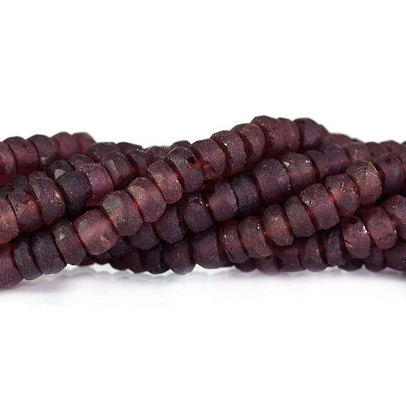 4-5mm Frosted Garnet Faceted Rondelle Beads 13 inch 115 beads (ONLINE ORDER ONLY)