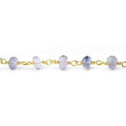 4 -5mm Iolite Faceted Rondelle Gold plated Chain by the foot (ONLINE ORDER ONLY)
