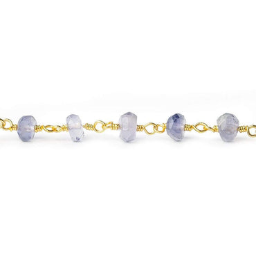 4 -5mm Iolite Faceted Rondelle Gold plated Chain by the foot (ONLINE ORDER ONLY)