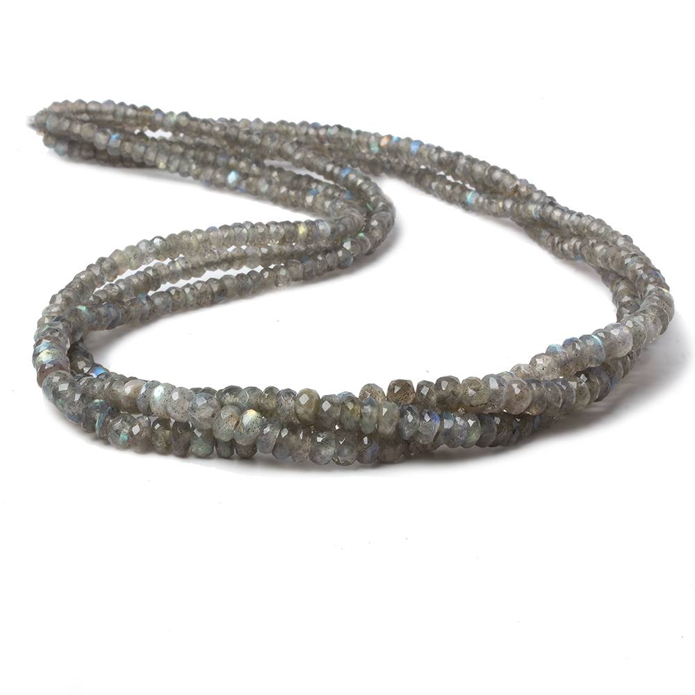 4-5mm Labradorite faceted rondelle 1mm drill hole beads 18 inch 185 pieces (ONLINE ORDER ONLY)