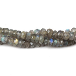 4-5mm Labradorite faceted rondelle 1mm drill hole beads 18 inch 185 pieces (ONLINE ORDER ONLY)