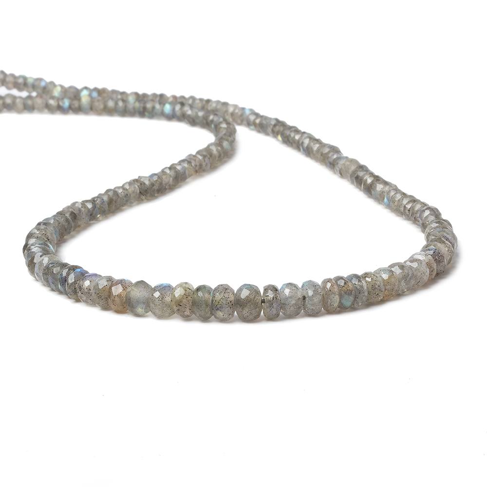 4-5mm Labradorite faceted rondelle 1mm drill hole beads 18 inch 185 pieces (ONLINE ORDER ONLY)