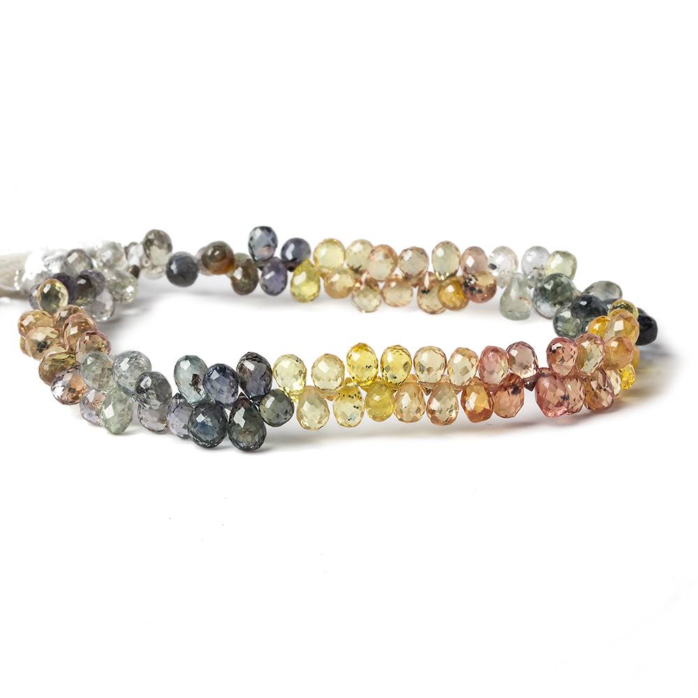 4-5mm Multi Color Songea Sapphire Faceted Tear Drop 7.25 inch 108 Beads (ONLINE ORDER ONLY)