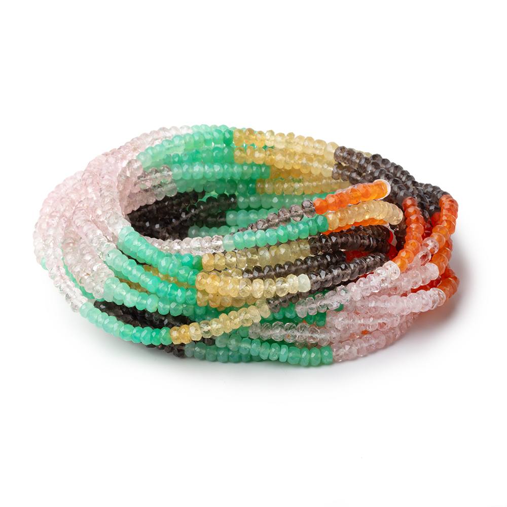 4-5mm Multi Gemstone Faceted Rondelles 18 inch 166 Beads AA (ONLINE ORDER ONLY)