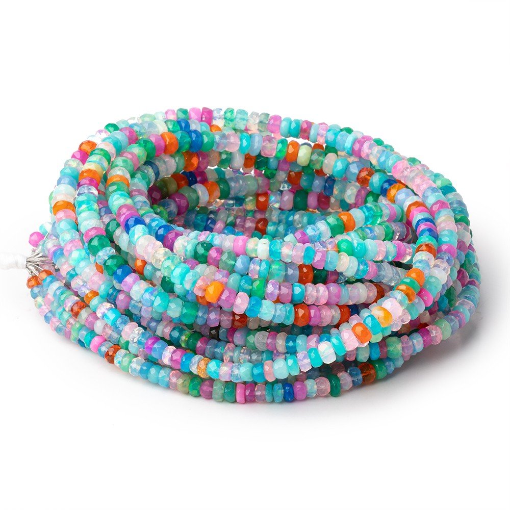 4-5mm Neon Multi Color Ethiopian Opal Faceted Rondelles 16 inch 163 Beads AA (ONLINE ORDER ONLY)