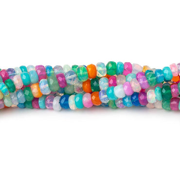 4-5mm Neon Multi Color Ethiopian Opal Faceted Rondelles 16 inch 163 Beads AA (ONLINE ORDER ONLY)