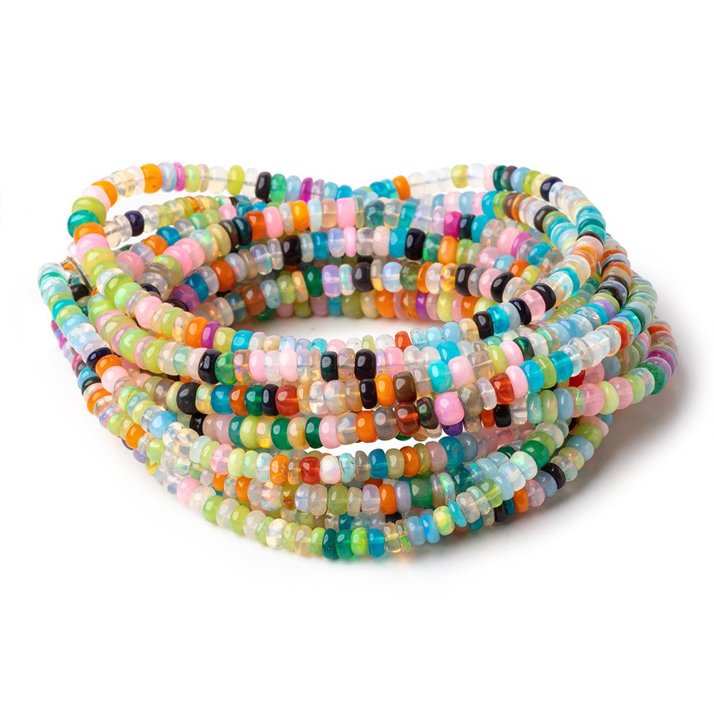 4-5mm Neon Multi Color Ethiopian Opal Plain Rondelle Beads 16 inch 184 pieces (ONLINE ORDER ONLY)
