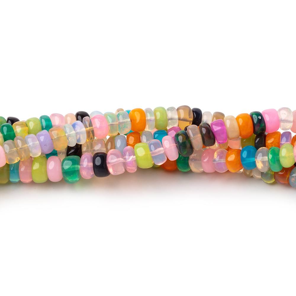 4-5mm Neon Multi Color Ethiopian Opal Plain Rondelle Beads 16 inch 184 pieces (ONLINE ORDER ONLY)