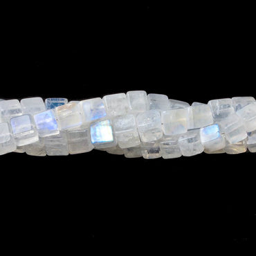 4-5mm Rainbow Moonstone Plain Cube Beads 14.5 inches 74 beads (ONLINE ORDER ONLY)