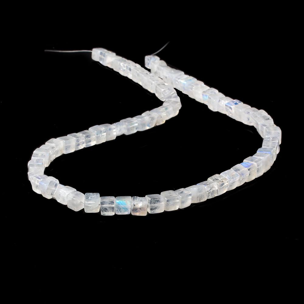 4-5mm Rainbow Moonstone Plain Cube Beads 14.5 inches 74 beads (ONLINE ORDER ONLY)