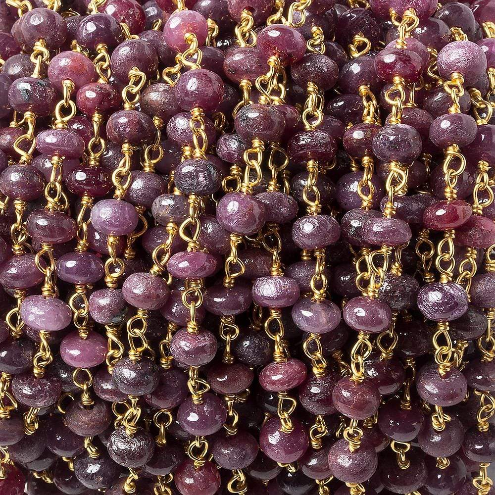 4-5mm Ruby plain rondelle Vermeil Chain by the foot (ONLINE ORDER ONLY)