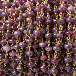 4-5mm Ruby plain rondelle Vermeil Chain by the foot (ONLINE ORDER ONLY)