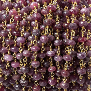 4-5mm Ruby plain rondelle Vermeil Chain by the foot (ONLINE ORDER ONLY)